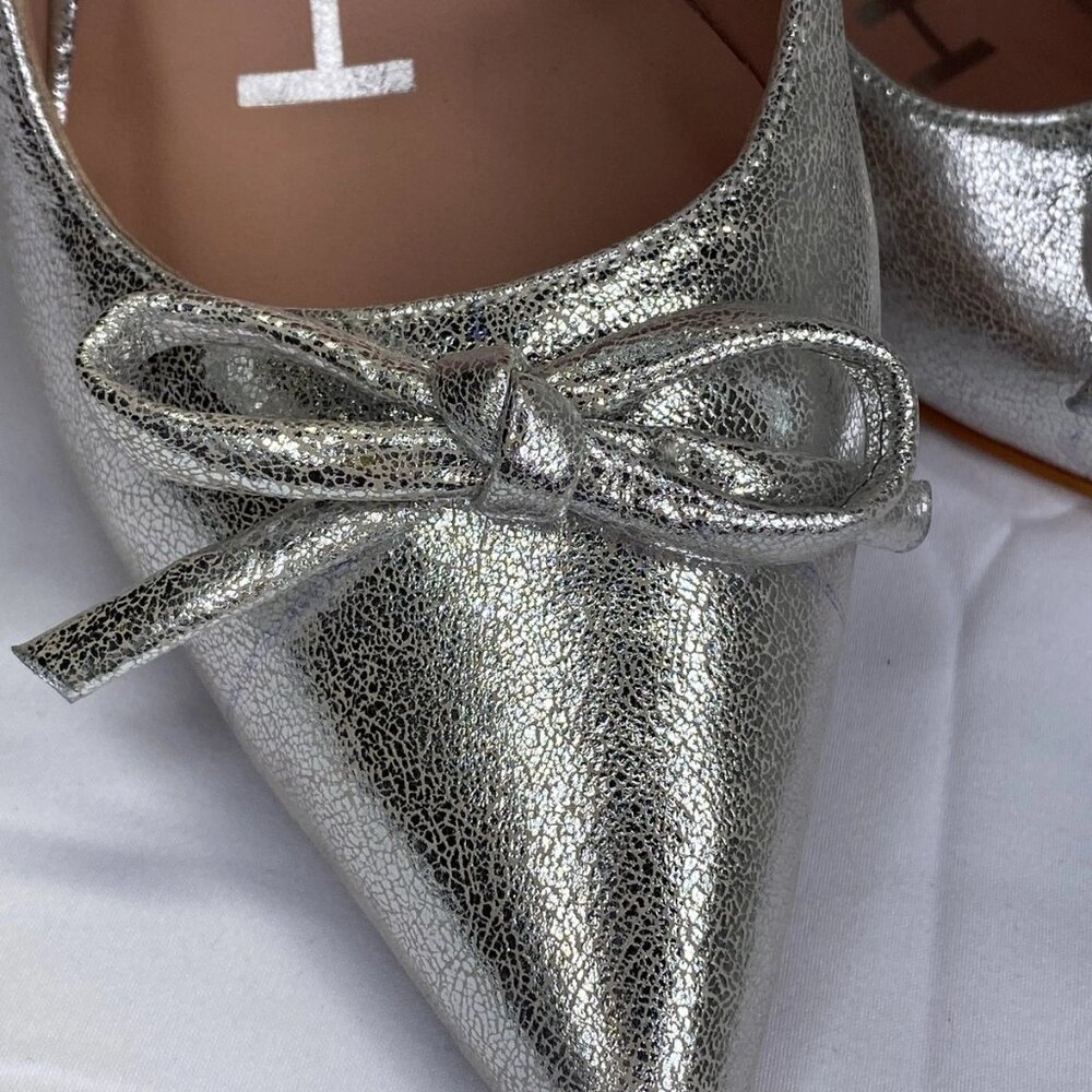 NEW BUTRICH Retro Sweet Rainbow Mules Silver Size 9.5 Pointed Toe Slip-On - Picture 8 of 10